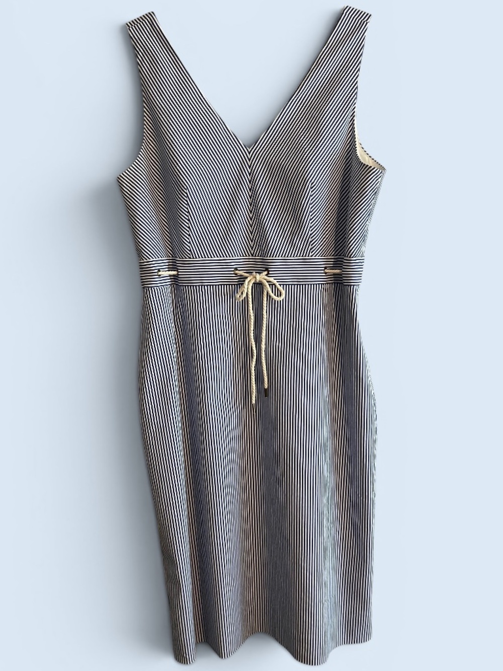 J. Crew Blue and White Striped Sleeveless Midi Dress Size 12
